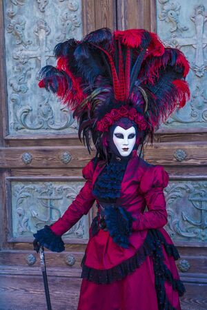 VENICE, ITALY - FEB 26 : Participant in the Venice Carnival in Venice , Italy on February 26 2019. The Venice Carnival is world-famous for itâs elaborate masksのeditorial素材