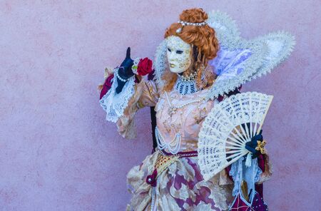 VENICE, ITALY - FEB 26 : Participant in the Venice Carnival in Venice , Italy on February 26 2019. The Venice Carnival is world-famous for itâs elaborate masksのeditorial素材