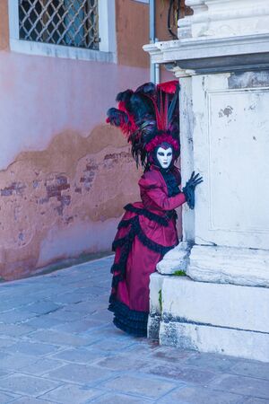 VENICE, ITALY - FEB 26 : Participant in the Venice Carnival in Venice , Italy on February 26 2019. The Venice Carnival is world-famous for itâs elaborate masksのeditorial素材