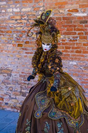 VENICE, ITALY - FEB 26 : Participant in the Venice Carnival in Venice , Italy on February 26 2019. The Venice Carnival is world-famous for itâs elaborate masksのeditorial素材