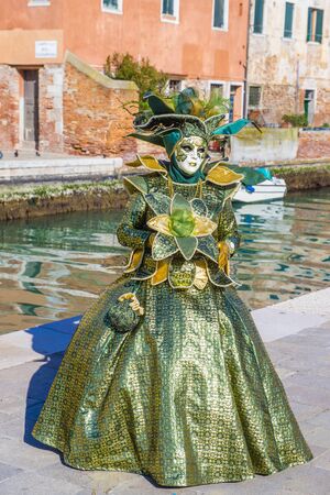 VENICE, ITALY - FEB 26 : Participant in the Venice Carnival in Venice , Italy on February 26 2019. The Venice Carnival is world-famous for itâs elaborate masksのeditorial素材