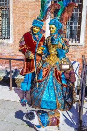 VENICE, ITALY - FEB 26 : Participants in the Venice Carnival in Venice , Italy on February 26 2019. The Venice Carnival is world-famous for itâs elaborate masksのeditorial素材