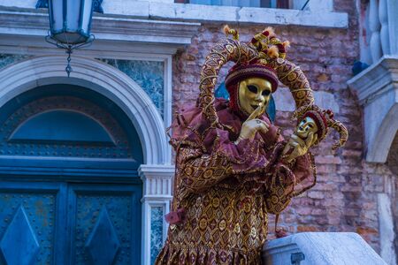VENICE, ITALY - FEB 26 : Participant in the Venice Carnival in Venice , Italy on February 26 2019. The Venice Carnival is world-famous for itâs elaborate masksのeditorial素材