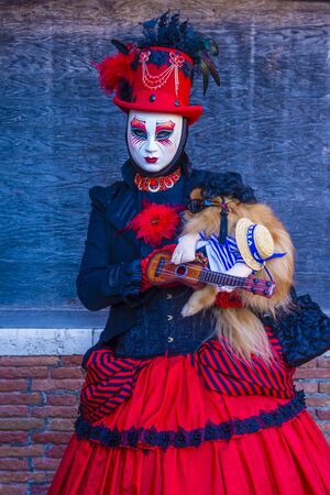 VENICE, ITALY - FEB 26 : Participant in the Venice Carnival in Venice , Italy on February 26 2019. The Venice Carnival is world-famous for itâs elaborate masksのeditorial素材