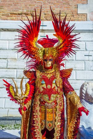 VENICE, ITALY - FEB 26 : Participant in the Venice Carnival in Venice , Italy on February 26 2019. The Venice Carnival is world-famous for itâs elaborate masksのeditorial素材