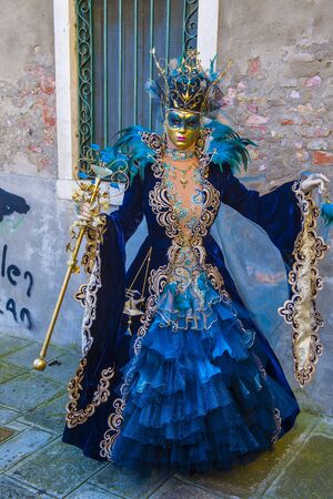 VENICE, ITALY - FEB 26 : Participant in the Venice Carnival in Venice , Italy on February 26 2019. The Venice Carnival is world-famous for itâs elaborate masksのeditorial素材