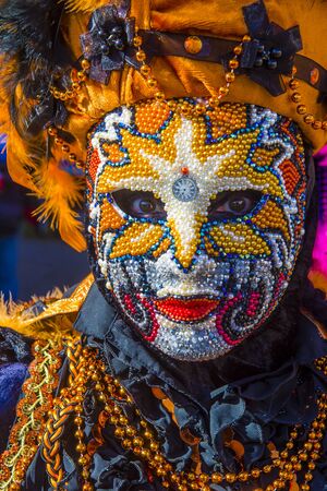 VENICE, ITALY - FEB 26 : Participant in the Venice Carnival in Venice , Italy on February 26 2019. The Venice Carnival is world-famous for itâs elaborate masksのeditorial素材