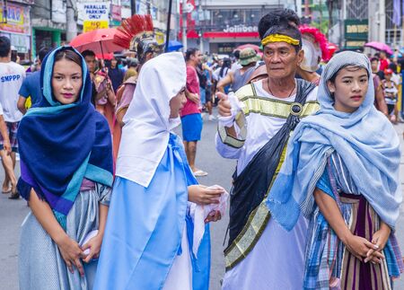 PAMPANGA , PHILIPPINES - APRIL 19 : Filippino Participants in a Good Friday crucifixion re-enactment in Pampanga The Philippines on April 19 2019のeditorial素材
