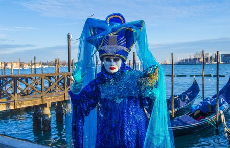 VENICE, ITALY - FEB 26 : Participant in the Venice Carnival in Venice , Italy on February 26 2019. The Venice Carnival is world-famous for itâs elaborate masksのeditorial素材