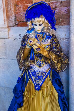 VENICE, ITALY - FEB 26 : Participant in the Venice Carnival in Venice , Italy on February 26 2019. The Venice Carnival is world-famous for itâs elaborate masksのeditorial素材
