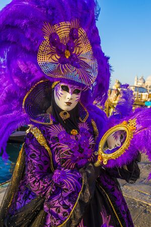VENICE, ITALY - FEB 26 : Participant in the Venice Carnival in Venice , Italy on February 26 2019. The Venice Carnival is world-famous for itâs elaborate masksのeditorial素材