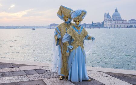 VENICE, ITALY - FEB 26 : Participants in the Venice Carnival in Venice , Italy on February 26 2019. The Venice Carnival is world-famous for itâs elaborate masksのeditorial素材