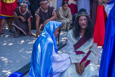 PAMPANGA , PHILIPPINES - APRIL 19 : Filippino Participants in a Good Friday crucifixion re-enactment in Pampanga The Philippines on April 19 2019のeditorial素材