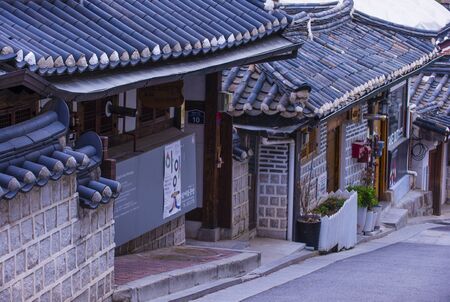SEOUL - MAY 10 : Bukchon hanok village in Seoul Korea on May 10 2018. The traditional village preserved a 600 year old urban environment.のeditorial素材