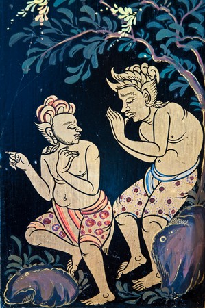 Thai style painting art,Samutsongkram province, Thailand.の写真素材