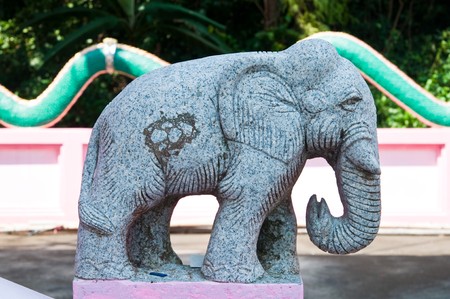 Elephant statue made from stone, Thailand.の写真素材