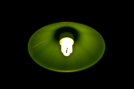 Green lamp on black screen, Thailand.の写真素材