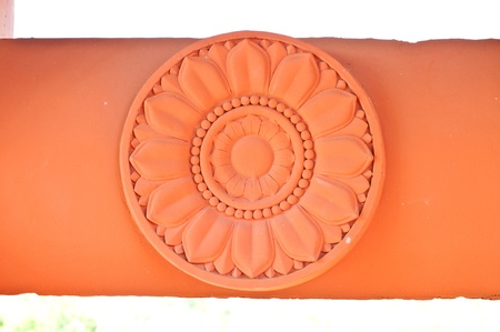 Thai style molding art on the wall, Thailand.の写真素材