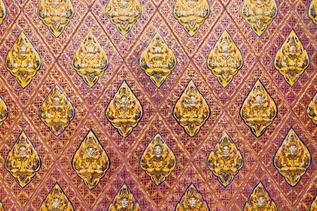 Beautiful of Thai style ceramic wall, Thailand.の写真素材