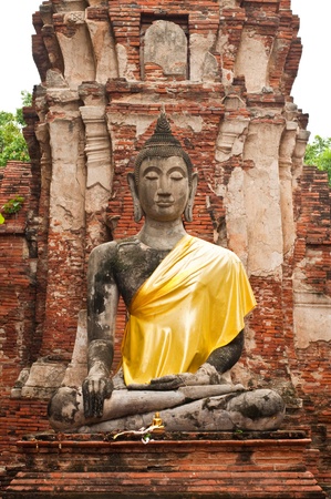 Ancient buddha statue in Ayutthaya province, Thailand.の写真素材