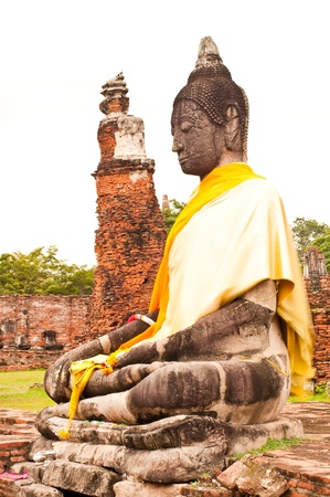 Ancient buddha statue in Ayutthaya province, Thailand.の写真素材