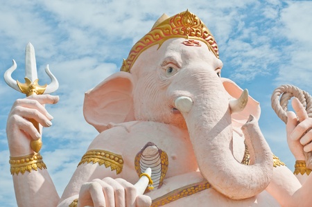 Pink ganesha statue at Nakhonnayok province, Thailand.の写真素材