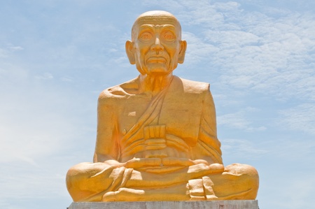 Luang Pu Thuat, big golden monk statue, Thailand.の写真素材