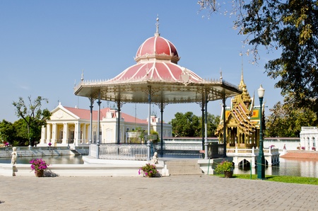 Beautiful hall in The Bang Pa-in Palace, Ayuthaya Province, Thailand.のeditorial素材