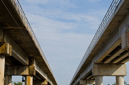 Double bridges with blue sky, Thailand.の写真素材