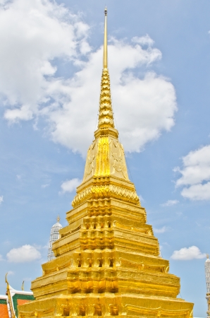 Golden pagoda at Wat Phra Kaew temple, Thailand の写真素材