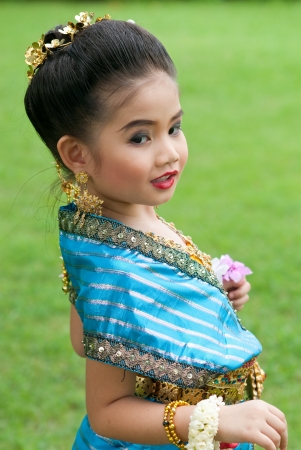 Portrait of the Thai beautiful girl in Thai style traditional suit, Thailand.の写真素材