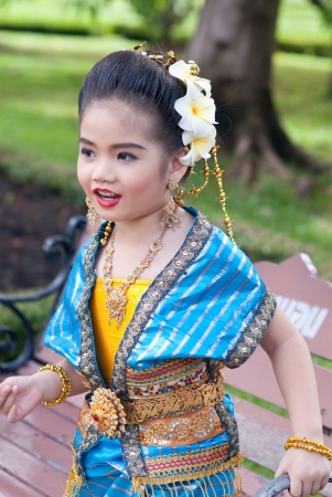 Portrait of the Thai beautiful girl in Thai style traditional suit, Thailand.の写真素材