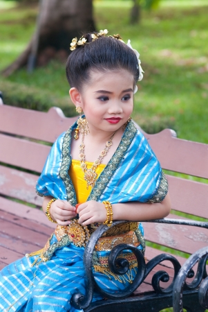 Portrait of the Thai beautiful girl in Thai style traditional suit, Thailand.の写真素材