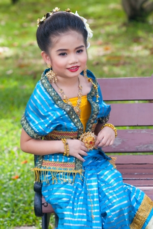 Portrait of the Thai beautiful girl in Thai style traditional suit, Thailand.の写真素材