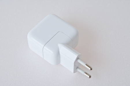 White plug on white screen, Thailand.の写真素材