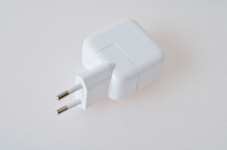 White plug on white screen, Thailand.の写真素材