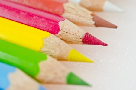 Colour pencils on white screen, Thailand の写真素材