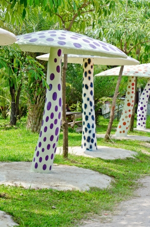 Concrete mushrooms in the garden, Thailand.の写真素材