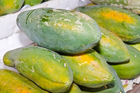 Papaya fruit at the market, Thailand.の写真素材