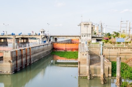 Landscape of Chaopraya dam, Thailand.の写真素材