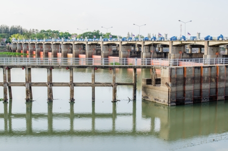 Landscape of Chaopraya dam, Thailand.の写真素材