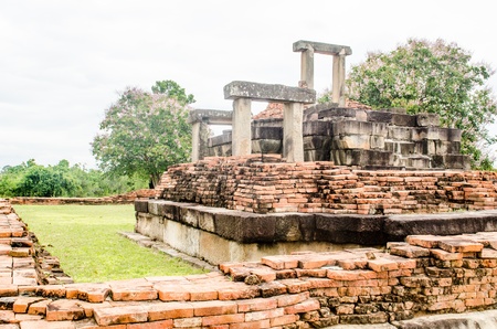 Landscape of ancient Prasat Non Ku castle, Thailand.の写真素材