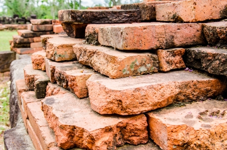 Background of red brick floor, Thailand.の写真素材