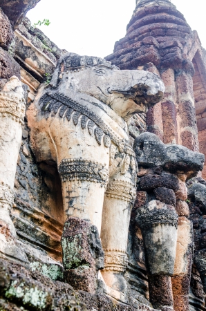 Ancient elephant statue at historical park, Thailand.の写真素材