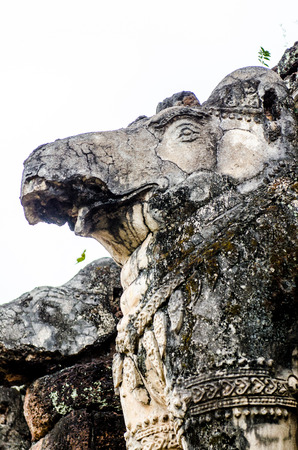 Ancient elephant statue at historical park, Thailand.の写真素材