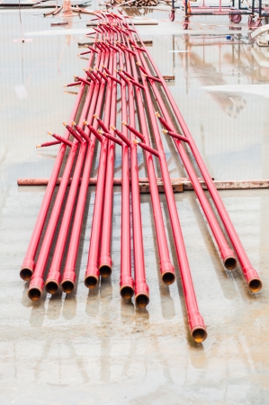 Sprinkler pipe in construction site, Thailand.の写真素材
