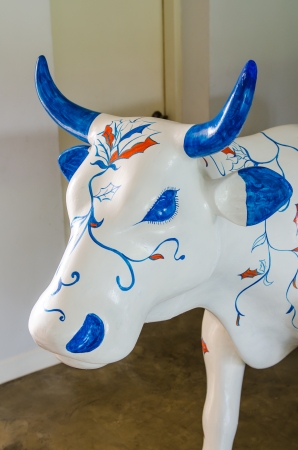 Fancy buffalo statue in public park, Thailandの写真素材