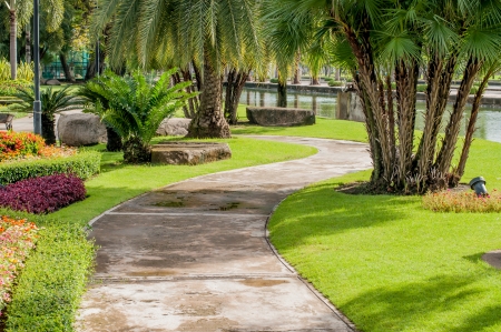 Walk way in public park, Thailand.の写真素材