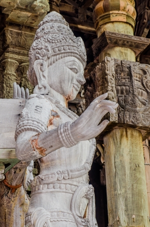 Wood Carving Art at The Sanctuary of Truth, Thailandの写真素材