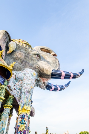 Thai style elephant with blue sky, Thailandの写真素材